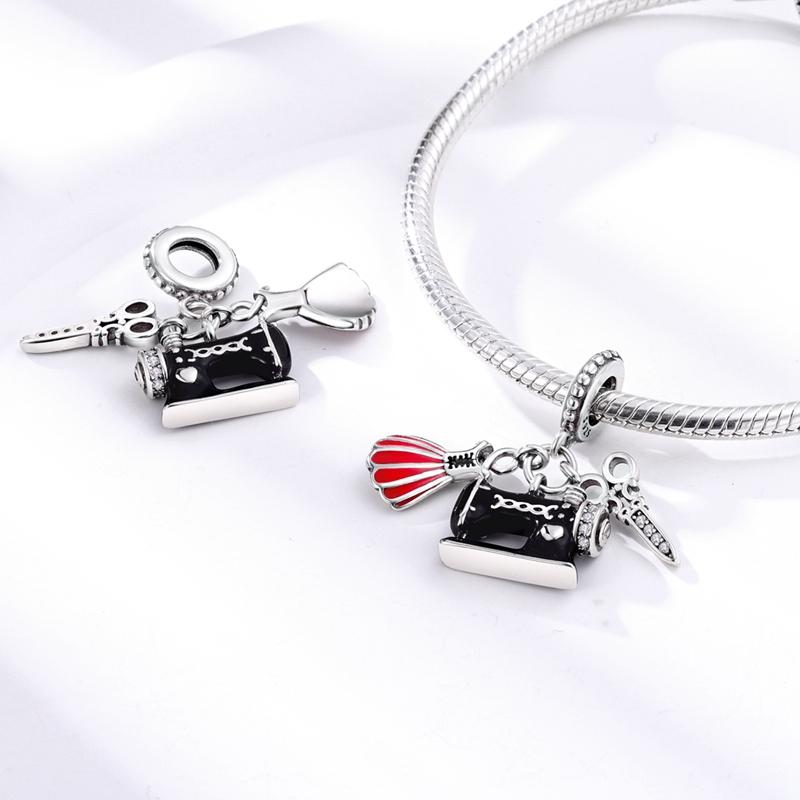 Red Series Charms Beads Pendan Copper Suitcase Red Wine High Heels Cherry Charm Fit Original Bracelet Woman Jewelry