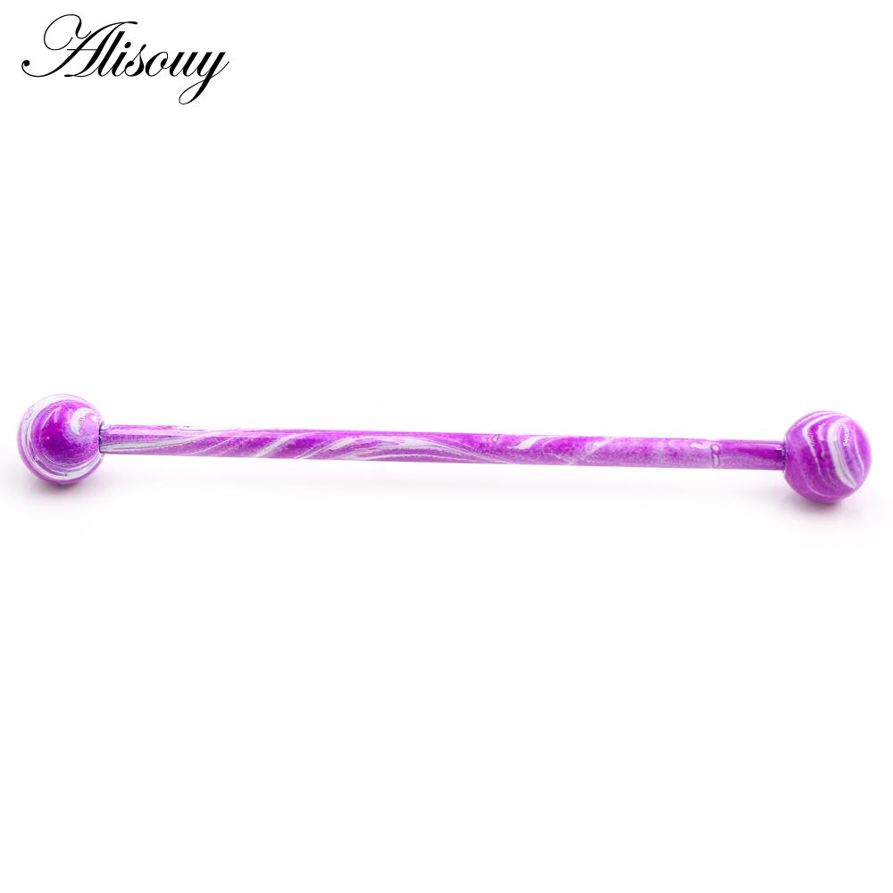 Alisouy 2PC Candy Backfarbe Edelstahl Kugel Ohrring Piercing Industrial Barbell Bar Gerüst Ohrknorpel Helix Schmuck