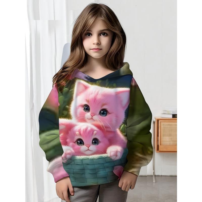Children's Clothing Girl Hoodies Long Sleeve 3D Print Kids Spring Fall Clothes Casual Festivals Party Pullover Girl Clothes Tops