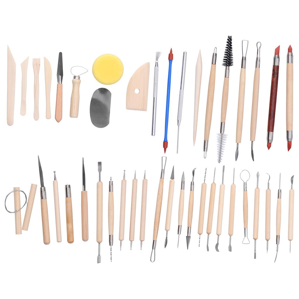 43 Stück Keramikwerkzeuge Ton Modellieren Schnitzen Holz Trimiermesser Silikon Punktierstifte Set
