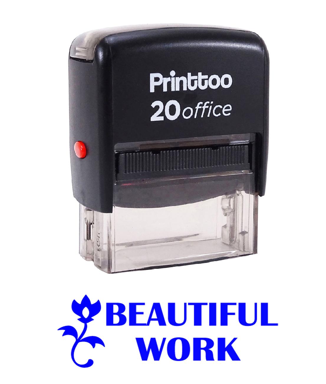 

Printtoo BEAUTIFUL WORK Self Inking Rubber Stamp Office Stationary Custom 14 mm x 38 mm (Approx) синій