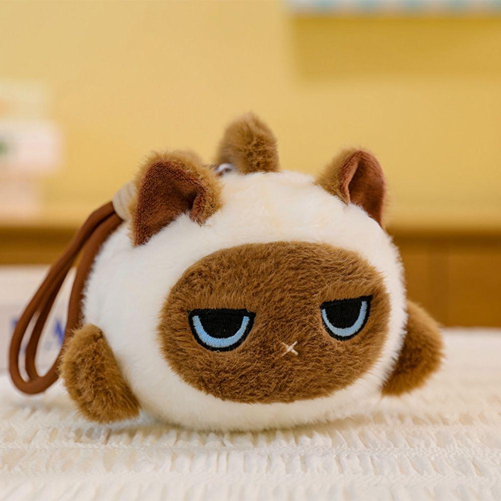Slack Off Cat Stuffed Pendant Bag Charm Kitten Plush Keyring Creative Cat Plush Keychain  Kids Toy