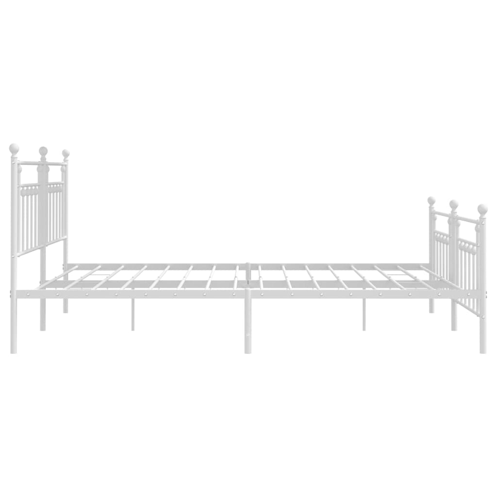Vidaxl Metal Bed Frame with Headboard and Footboard, White, 200X200 Cm
