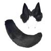 Handmade Plush Cats Ears Headbands Fauxs Furs Tail for Halloween Cosplay Party Costumes Accessories for Kids Adult Black-Good