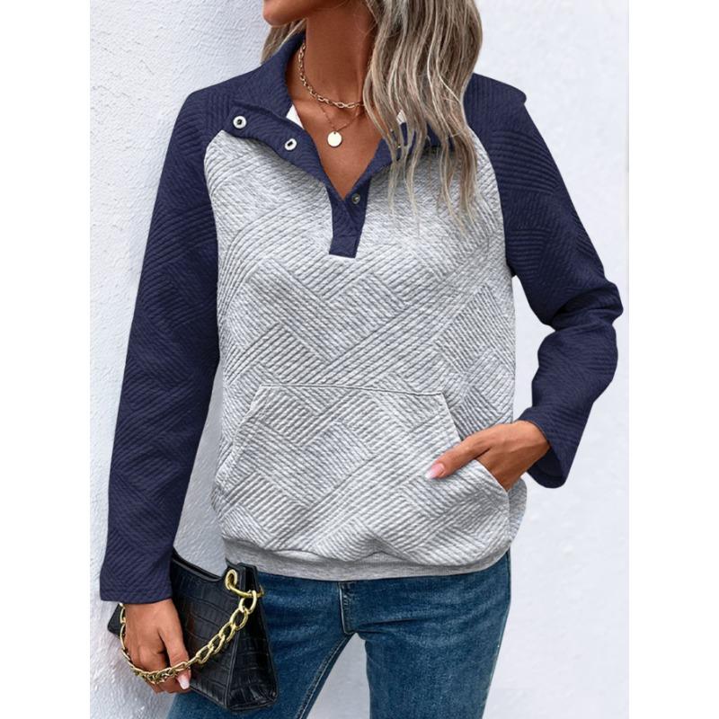 Women S V Neck Long Sleeve Pullover Casual Color Block Sweatshirt