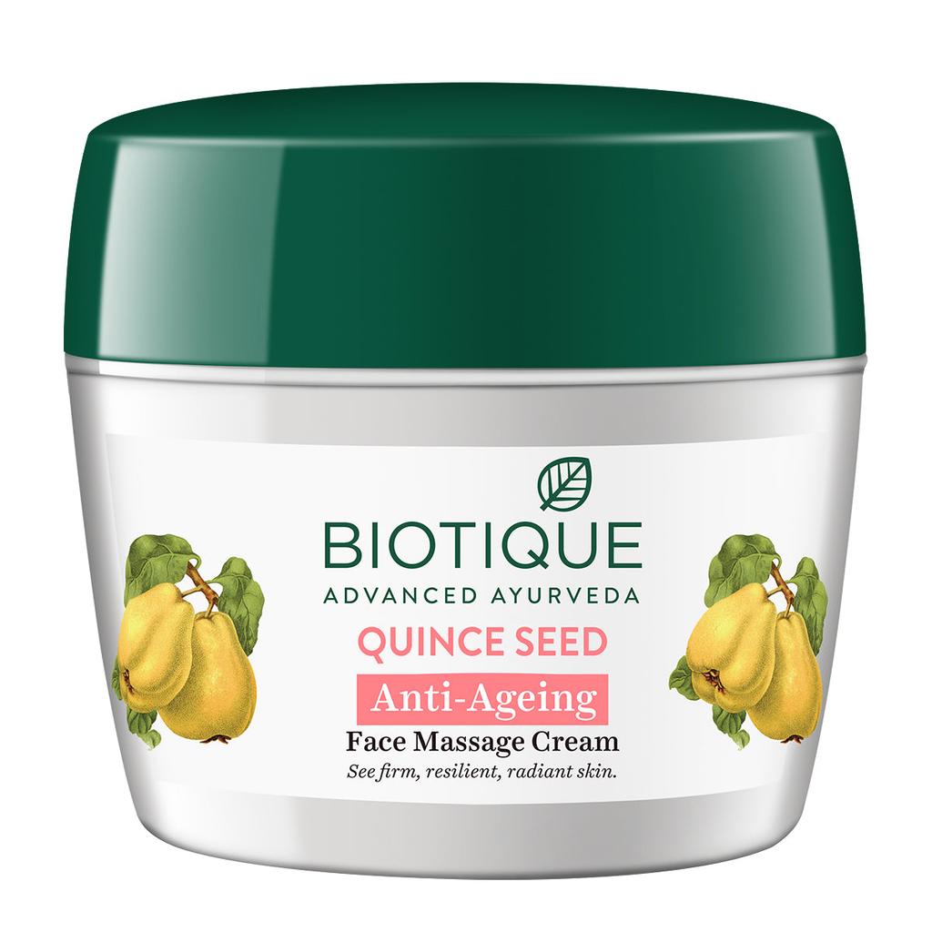 Biotique Quince Seed Anti Aging Face Massage Cream 175g For Dry Skin Hydrating Vitamin E Enriched