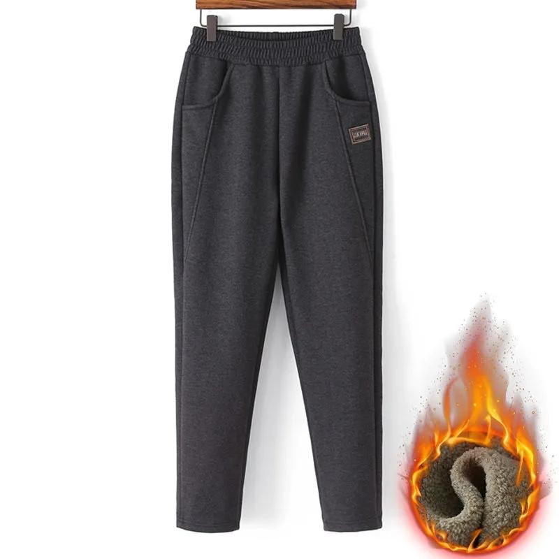 Sporthose Damen Herbst Winter Fleece Verdicken Warme Jogginghose Elastische Taille Haremshose Damen Gemütliche Freizeithose