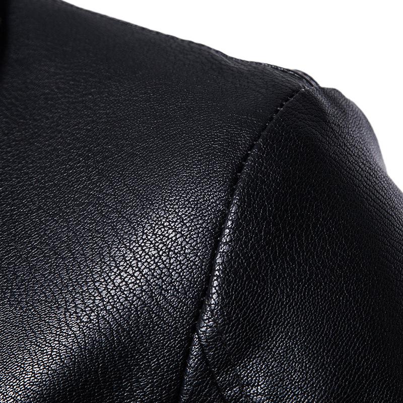 Men's Winter Lapel Leather-Fur PU Jacket - Velvet Lined Business Style