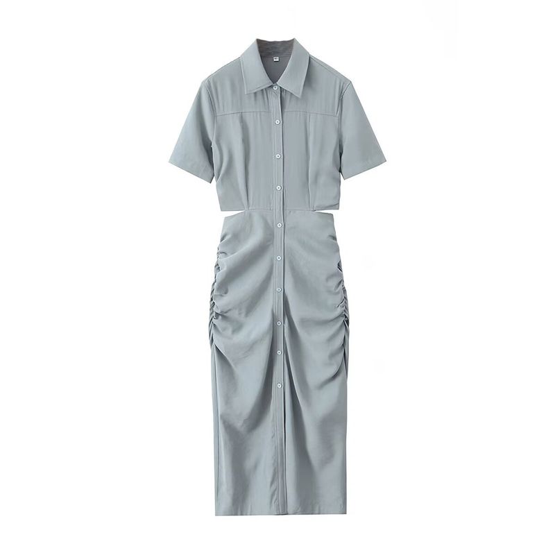 Kaslead New Arrival Women's Clothing Fashion Style Fashion Minimalist Short Sleeve Midriff Outfit Long Dress