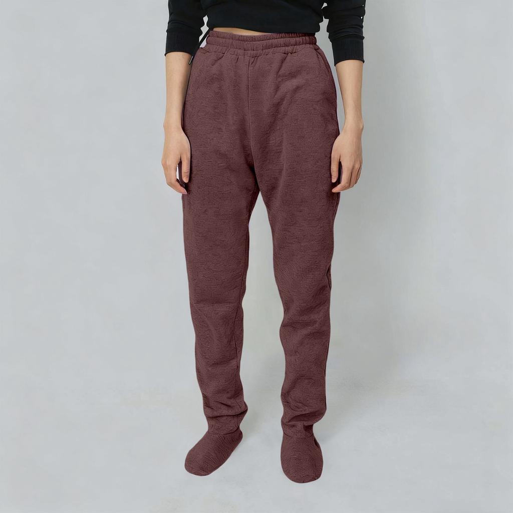 Erwachsenen-Fuß-Sweathose mit Fleece-gefütterten Füßen, elastischer Bund, weiche und warme Fuß-Pyjamahose