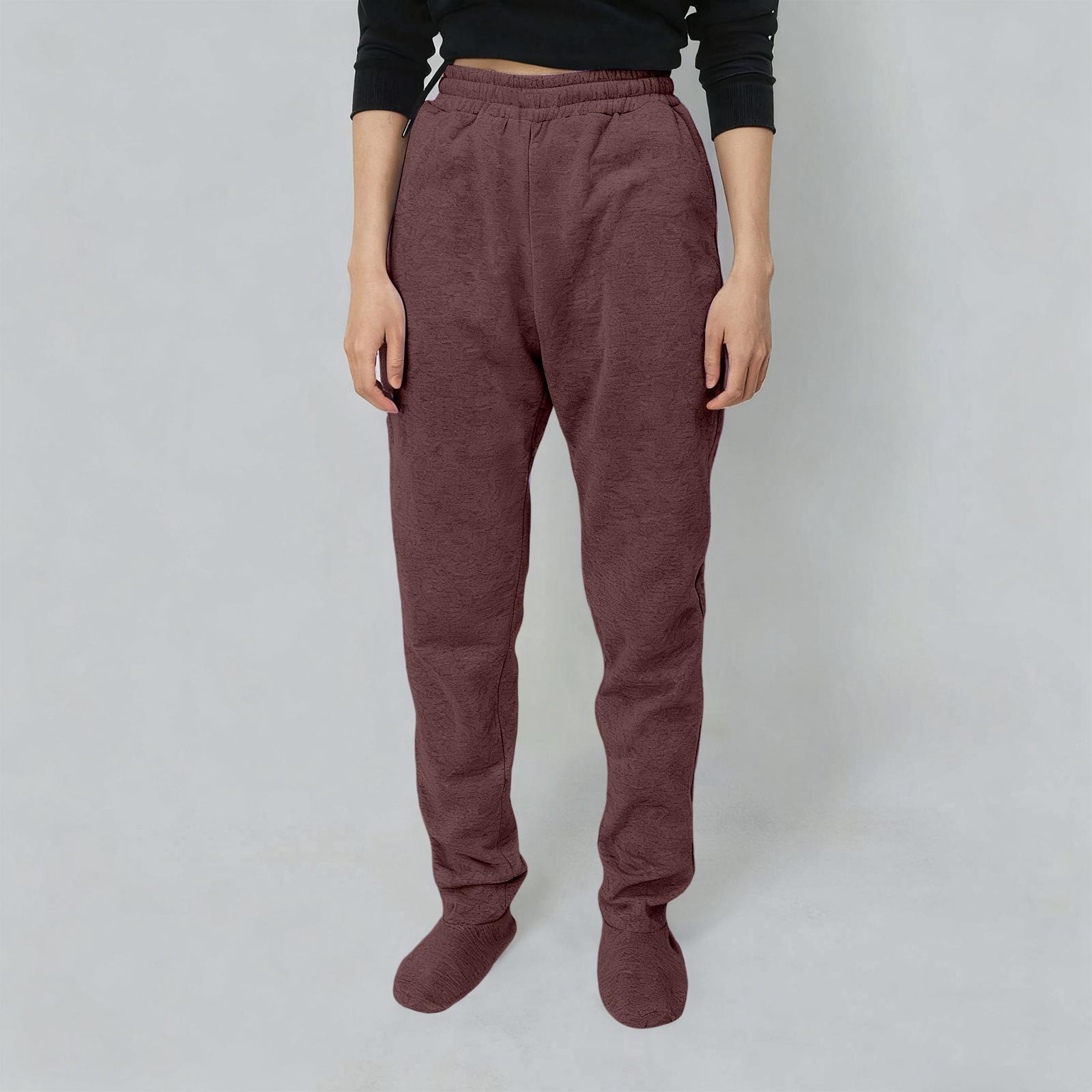 

Взрослые спортивные штаны с носками на флисовой подкладке, эластичная талия, мягкие и теплые пижамные штаны для ног XL светло-коричневого