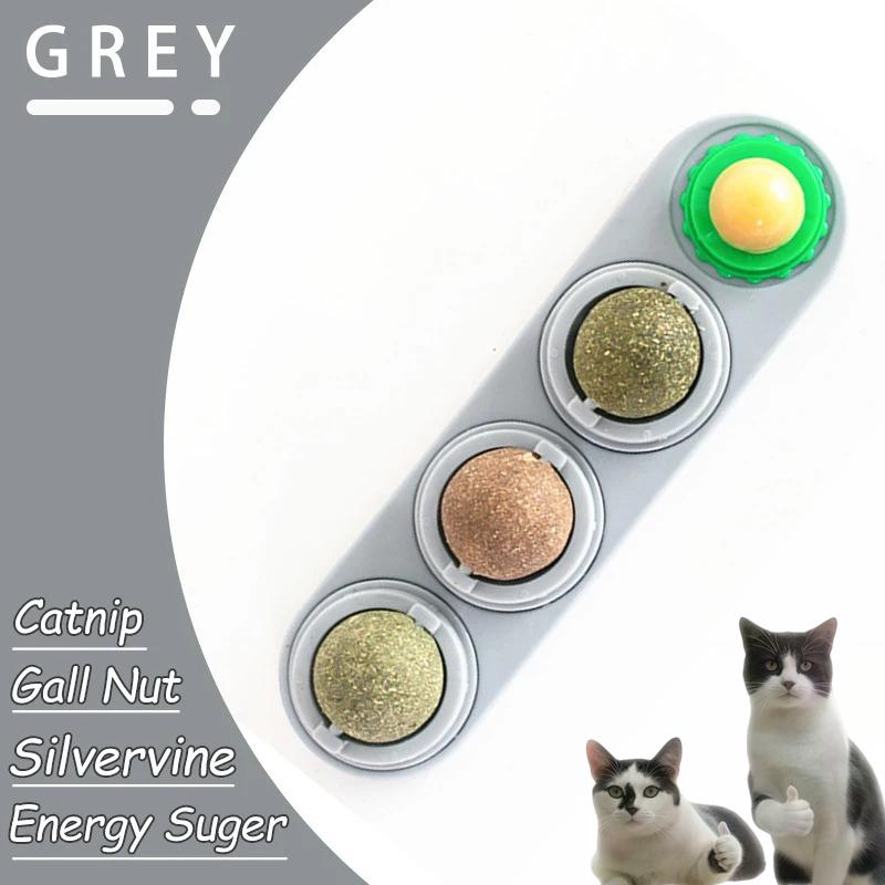 Natural Catnip Toys Silvervine Balls Teeth Cleaning Dental Wall Treats Extra Cat Energy Ball Edible Cat Lick Healthy Kitten Chew