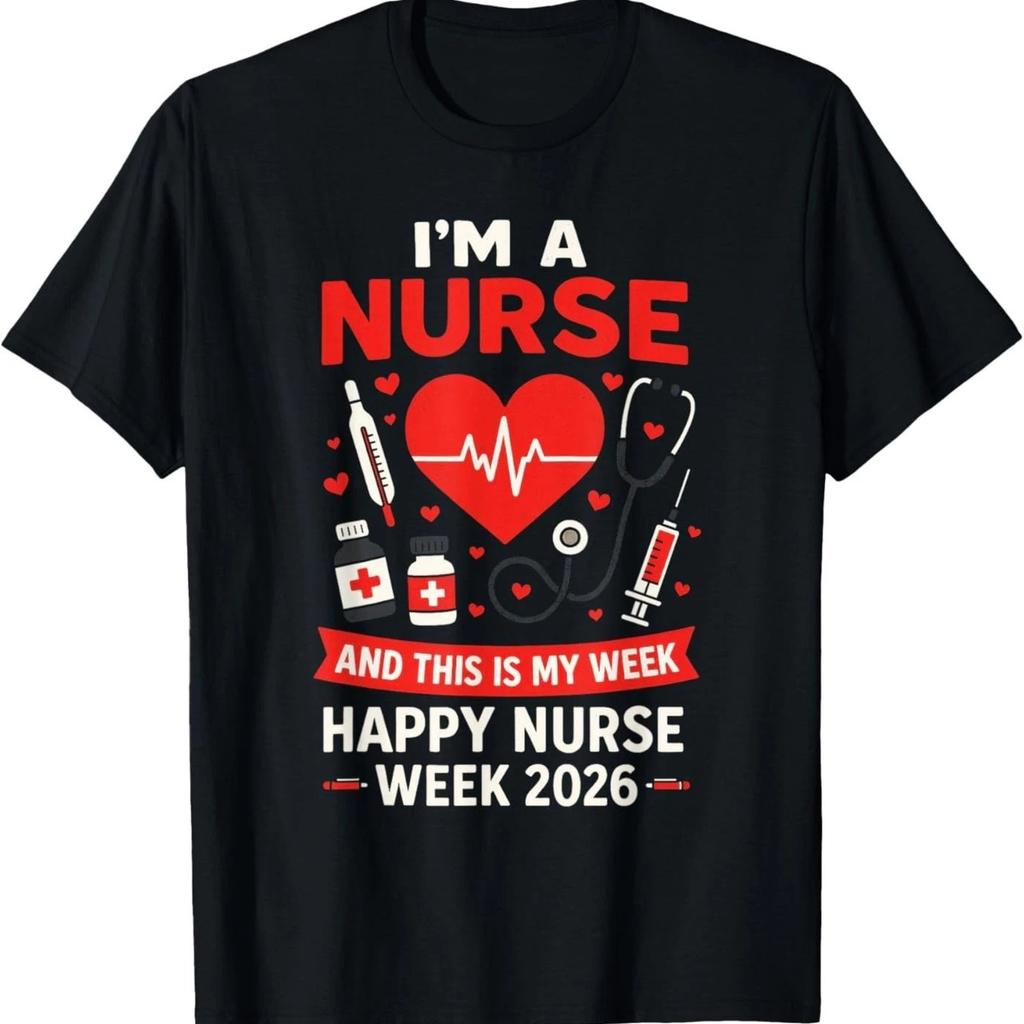 Nurses Week 2026 Vintage Nurse T-Shirt Mens Womens Cotton Graphic T-Shirt S-5XL