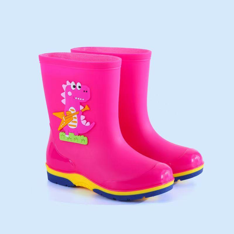 Cartoon Waterproof Kids Rain Boots Warm Cotton Lined Non-Slip Rubber Shoes for Boys Girls Comfortable Toddler Water Shoes