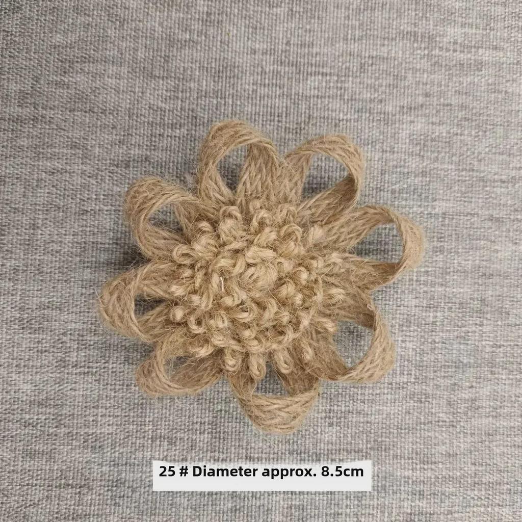 Coș cu flori din in făcut manual: Decor pălărie cu fundă trandafir 3D pentru bricolaj și activități artizanale pentru grădiniță