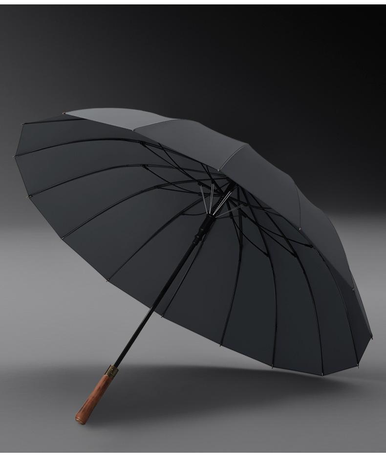 High-end wooden handle umbrella long handle umbrella straight rod dual-purpose umbrella advertising umbrella 16 bones men