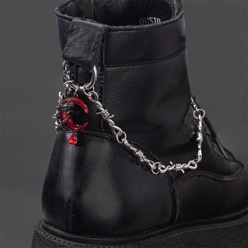 1 Stück Retro Gothic Punk Abnehmbare Doppeldorn Schuhdekorationskette Einfach zu lösender Schnallenmechanismus Ideales DIY-Zubehör