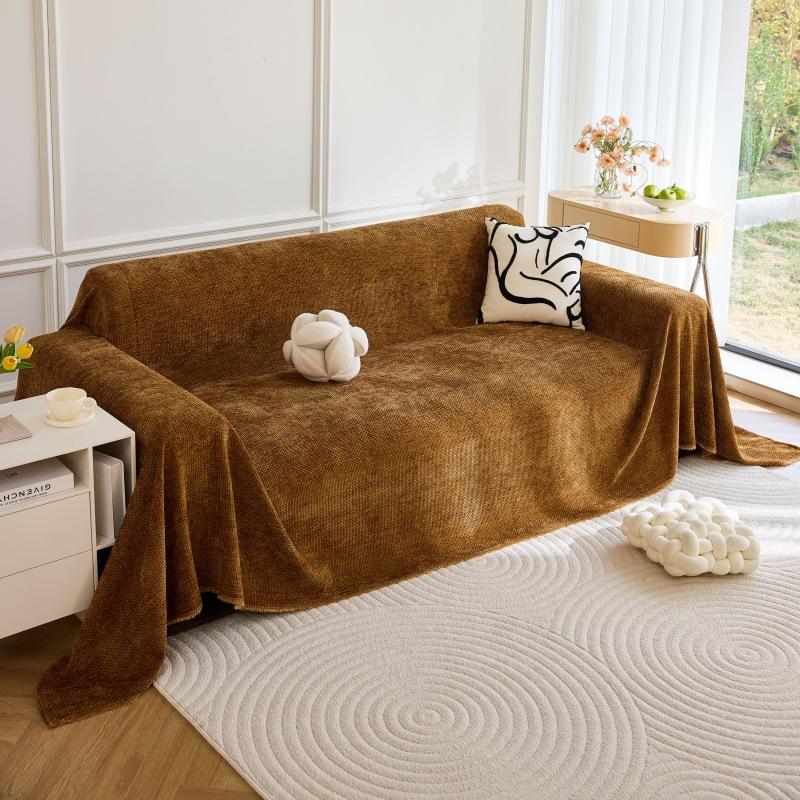 Weave Solid Color Living Room Sofa Cover Thickened Chenille Sofa Cushion All-Season Universal Double-Sided Cover Blanket S020
