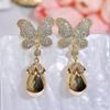 CMM Palace Style Hollow Design Zircon Butterfly Water Drop Artificial Pearl Pendant Earrings Wild Bride Wedding Party Accessories