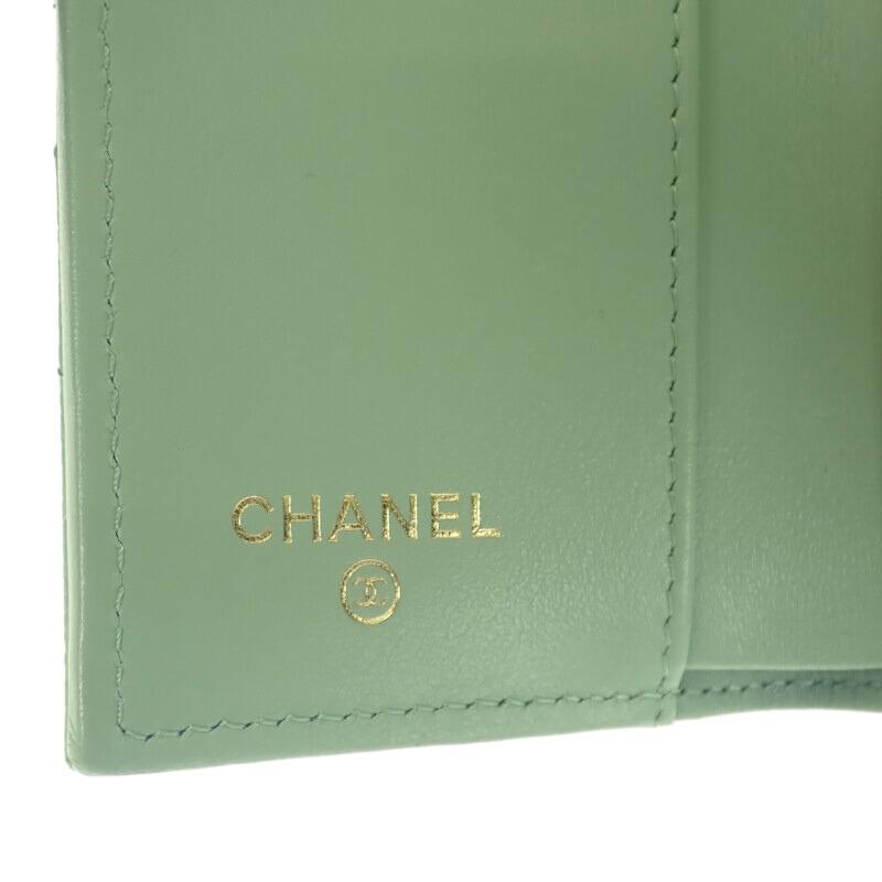 Chanel AP0230 Tri-fold Wallet Green Women