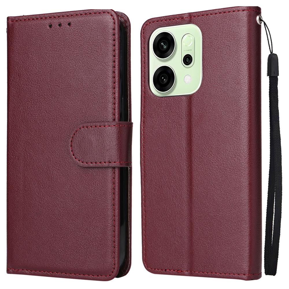 Dla Oppo Reno14 5G (Światowy) Etui Portfel Stojak Widok Skórzane PU Pokrowiec na Telefon z Paskiem na Nadgarstek