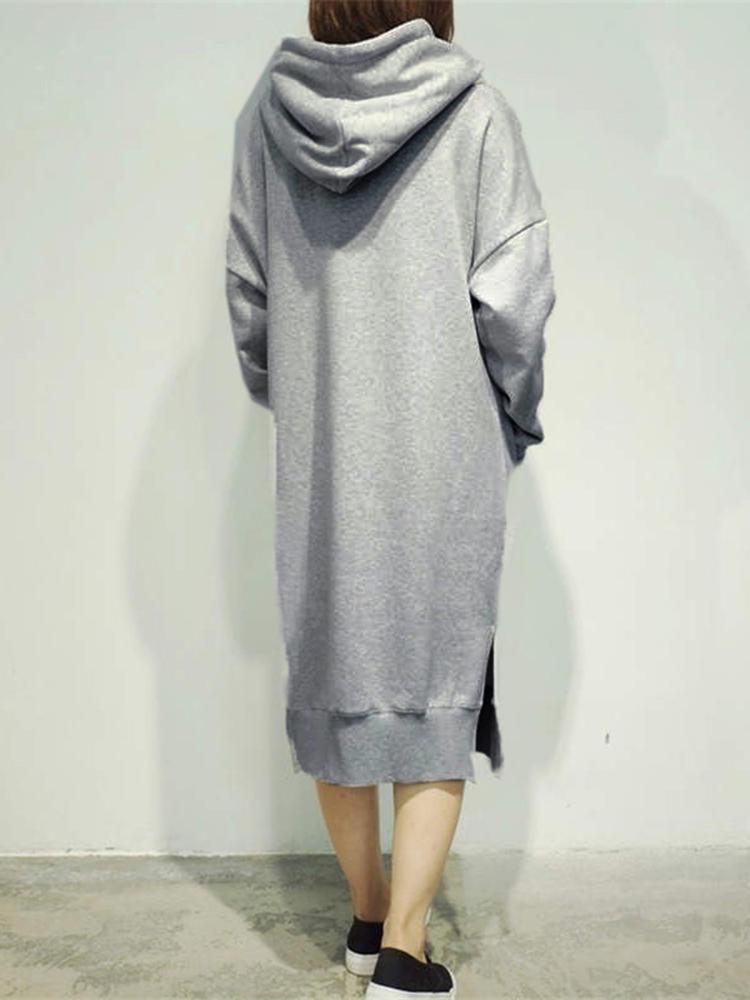 Plus Size Women's Solid Color Long-Sleeve Casual Sweatshirt and Windbreaker Coat