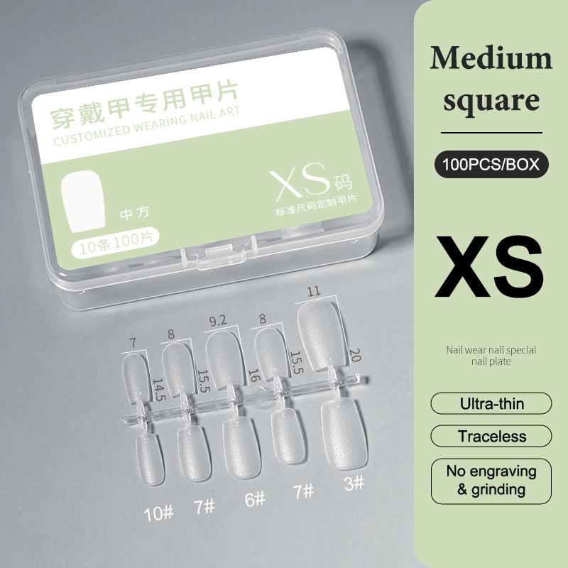 100Pcs/Box Xs/S/M Fake Nails No Polishing No Trace Press On Nails Clear Artificial Thin Nail Tips For Nail Extension Home Diy