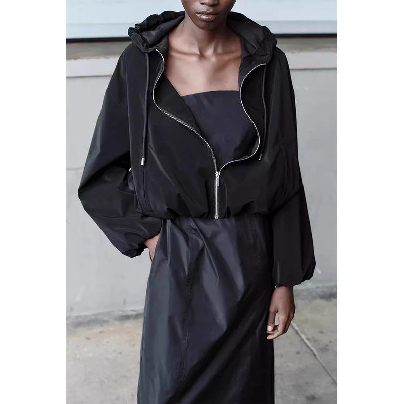 Spring New Women's Clothing French Lazy Style Hooded Long Sleeves Casual Loose Short Jacket Outwear 3046257