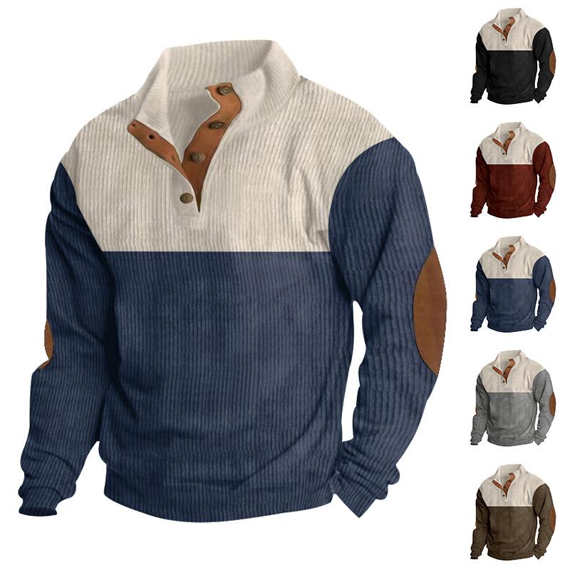 Sweatshirt Pullover Half Placket Buttoned Lapel Sweatshirt Casual Men's Top