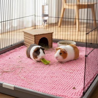 Guinea Pig Cage Liner Chenille Fleece Non Slip Washable Pet Pad for Small Animals