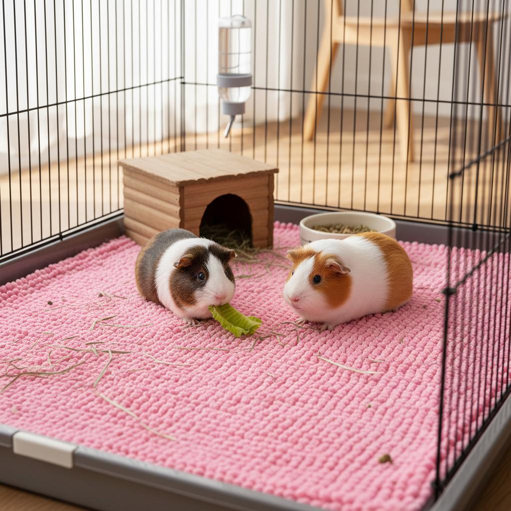 Guinea Pig Cage Liner Chenille Fleece Non Slip Washable Pet Pad for Small Animals
