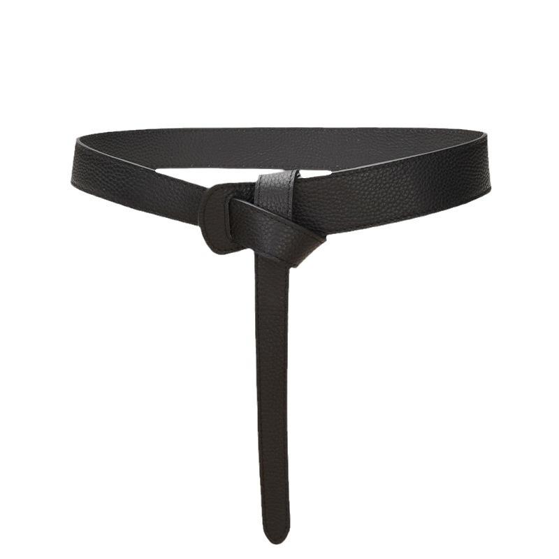 Double-Sided First-Layer Cowhide Belt Women'S Knotted Decorative Skirt Leather Belt Waist Women'S Sweater Jacket