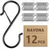 12 Pcs S Hooks for Hanging Heavy Duty, 3.5-inch Heavy Duty Metal S Hook with Safety Buckle, Suitable for 0.5 Inch Rods, S Hook for Hanging Plants,