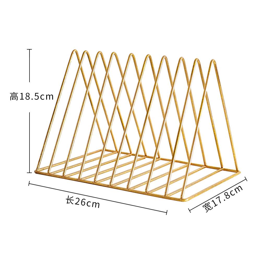 Bookshelf Rack Desktop Metal Book Block Office Newspapers Magazines Storage Scandinavian Decor  Holder Stand Golden Shelf