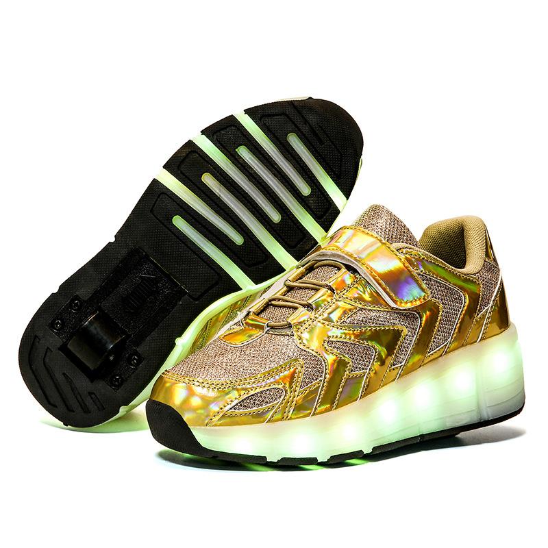 

New children s single-wheel runaway shoes double-wheel luminous shoes USB charging light shoes LED various light modes 28