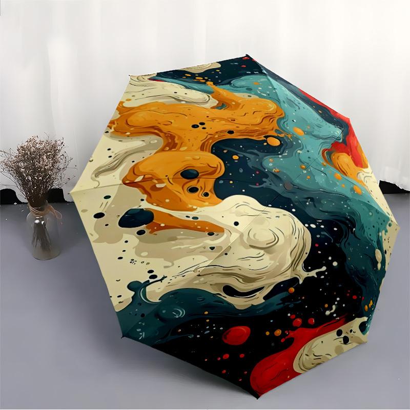 1pc Abstract Fluid Automatic Open/Close Umbrella with One Touch Button,, Windproof Design   Lightweight Portable Umbrella for Women & Men6074