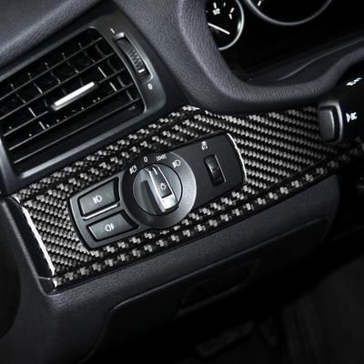 For BMW X3 F25 2011-2017 X4 F26 2014-2017 Car Headlight Switch Panel Decorative Carbon Fiber Sticker Cover Trim