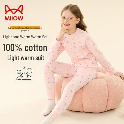 Kids 100% Cotton Thermal Underwear Set for Girls