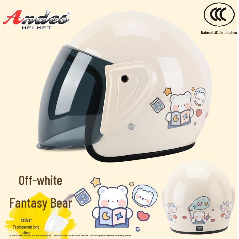 Universal 3C Certified Motorcycle Helmet for All Seasons - Cute, Safe, Sun-Protected, Unisex Half Helmet for Summer and Fall/Winter