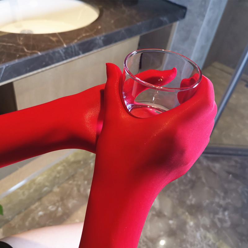 912 Glossy Ultra-Thin Fingerless Stockings Gloves, High-Density Sunscreen Bridal Sleeves for Men and Women