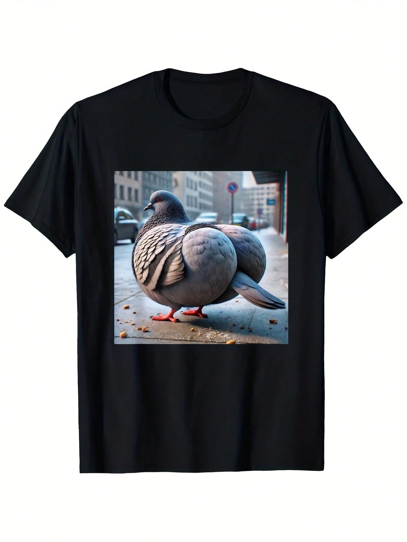 Funny Brainrot Pigeon Meme T Shirt  Casual Graphic Tee Lightweight Breathable Fabric Regular Fit Humorous Urban Design S
