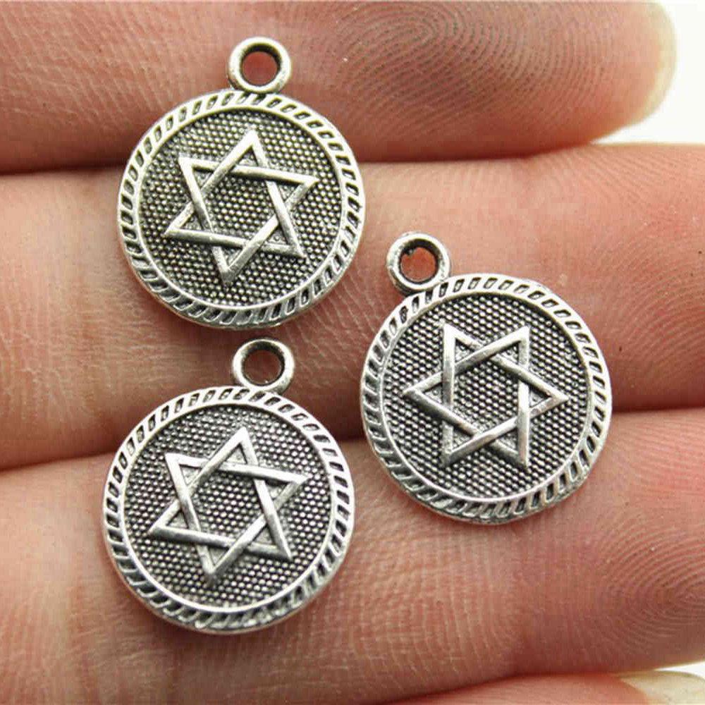Hexagram Star of David Amulet Charm Antique Bronze Zinc Alloy Jewelry Making Supplies Craft Supplies Jewelry Charms