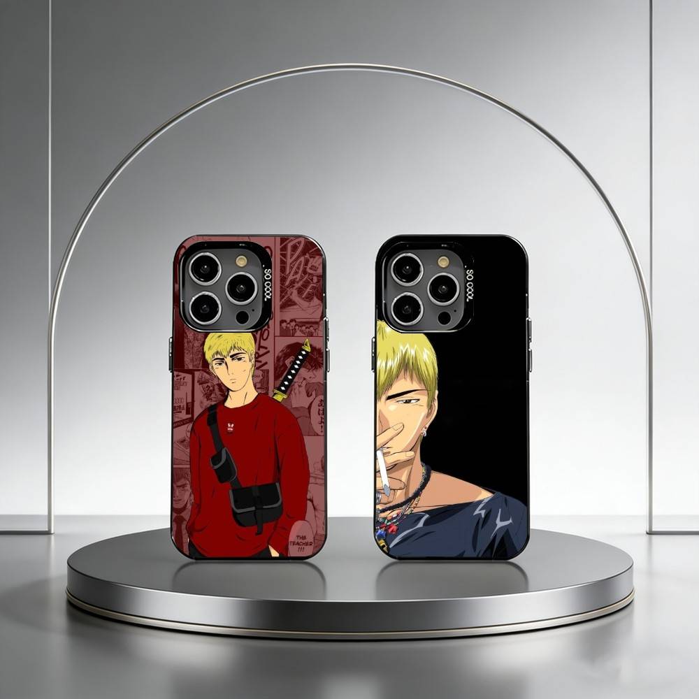 GTO-Onizuka T-Teacher Silicone Phone Case For iPhone 17,16,15,14,13,12,11 Plus,Pro Max,XS,Colored Silver Plated Inside Cover