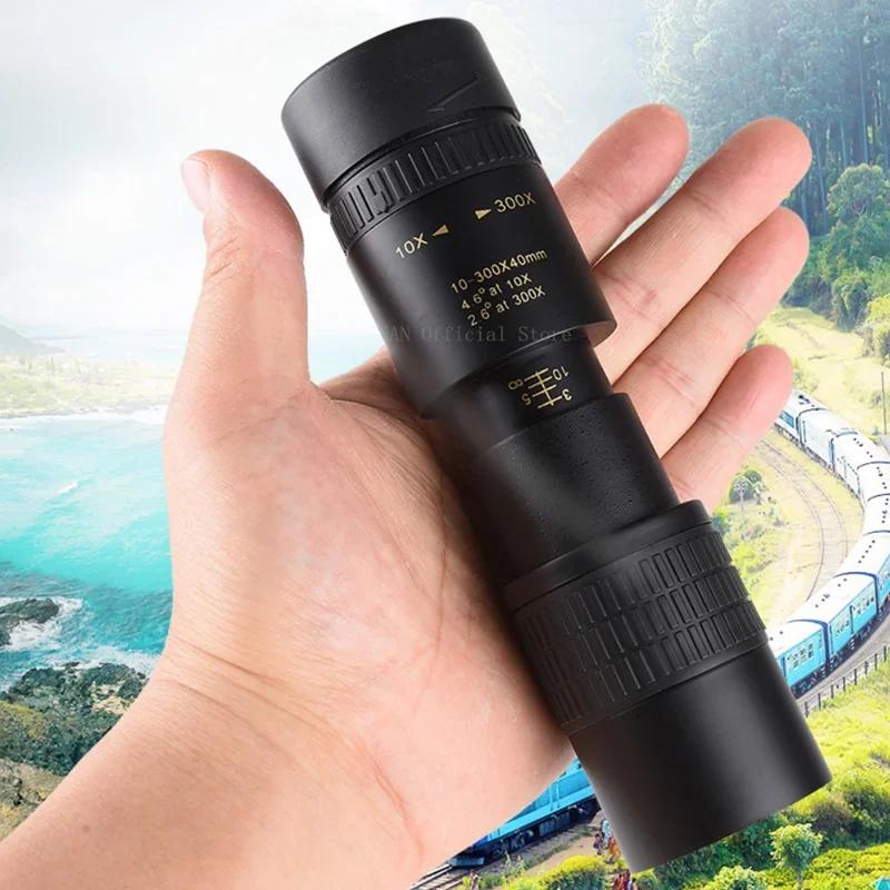 High Definition 10-300x40 Monocular Telescope With Phone Holder For Bird Watching Hunting Camping Travel Powerful Zoom Monocular