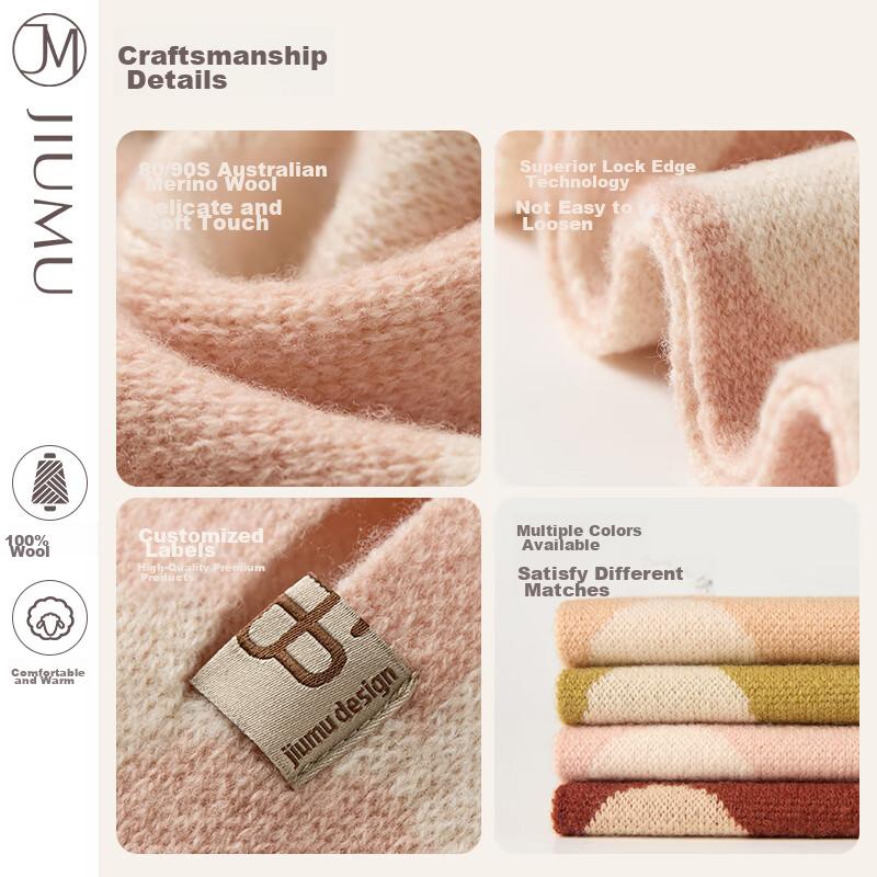 JIUMU (JIUMU) Pure Wool Scarf for Women, Winter Ladies' Autumn And Winter Warm Neck Warmer, Christmas Birthday Gift for Wome