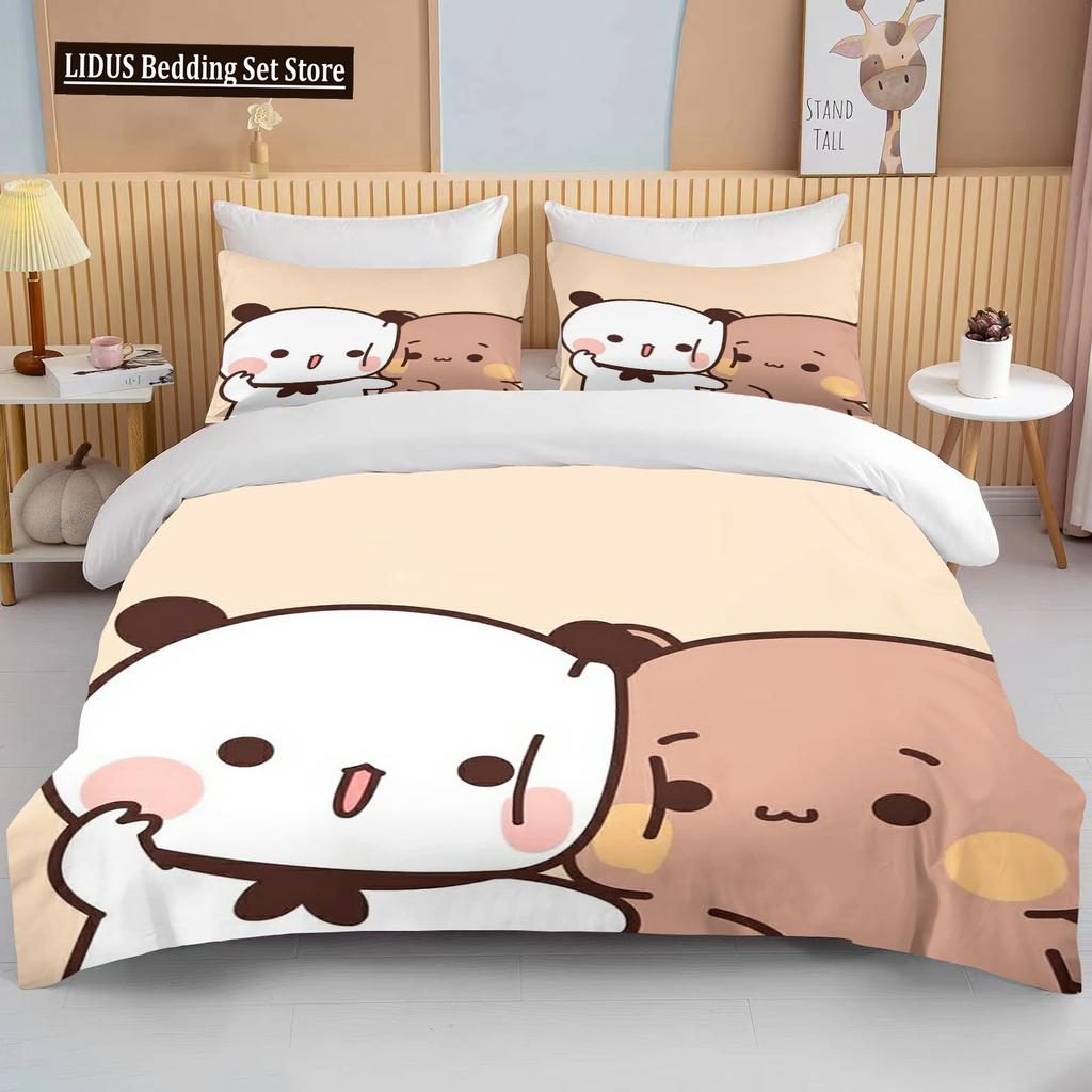 Bubu Dudu Cartoon Cute Bear Kawaii Christmas Gift King Twin Double Boys Bedding Set Microfiber Or Polyester Duvet Cover Set