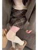 Women's High-Waist Retro Plaid Wool Skirt - A-Line Hip Style for Autumn/Winter 2024