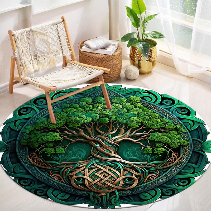 1Pc Tree of Life Circular Print Rug - home decoration Carpet For Living Room Bedroom Flooring Computer Chair Area Rug