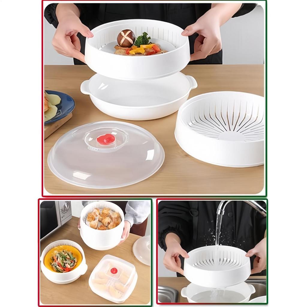 Microwave Steamer For Cooking Microwave Steamer Cooker With Lid Heat-Resistant Heating Bowl For Rental Dormitory Businesses