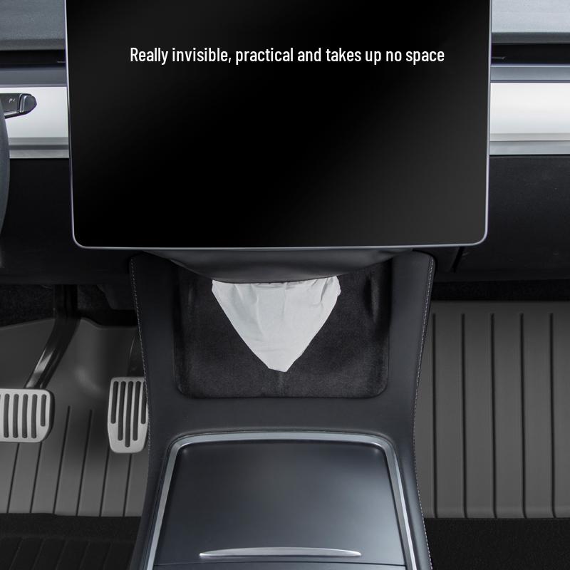 Hidden Pull-Out Tissue Box for Tesla Model Y/3 - Car Interior Accessory